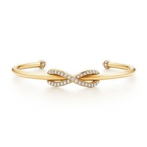 Tiffany Infinity 18K Yellow Gold and Diamond Cuff Bracelet - Size Small